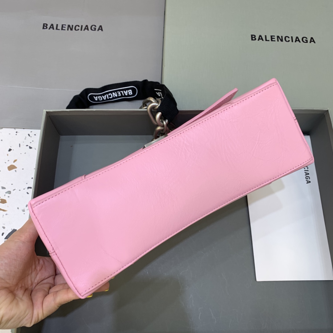 Balenciaga Downtown Small Shoulder Bag With Chain Pink